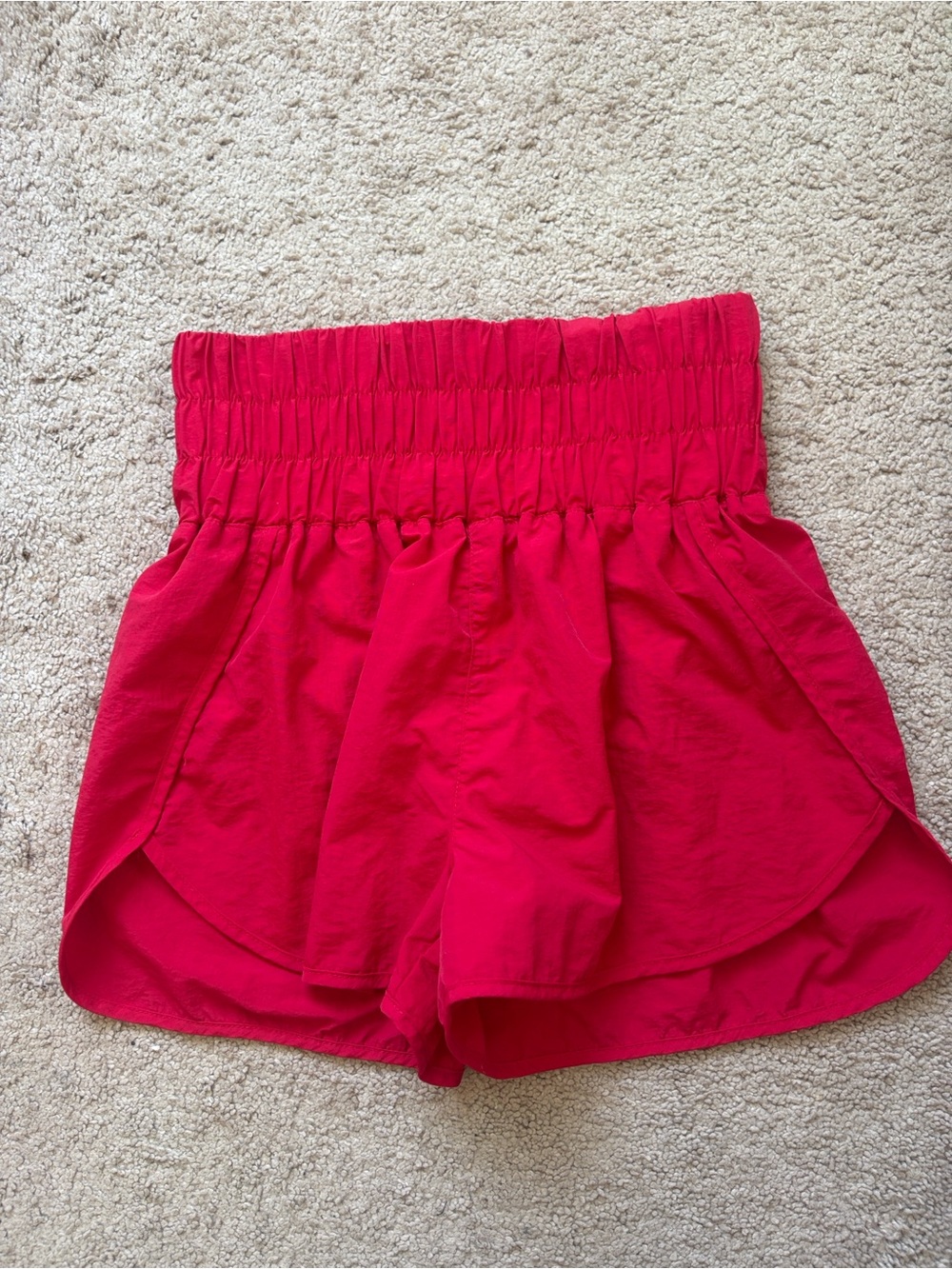 Zenana Outfitters High-Waist Red Smocked Waist Shorts